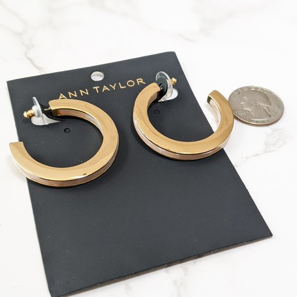 Ann Taylor Tortoiseshell Print Hoop Earrings - Picture 7 of 8